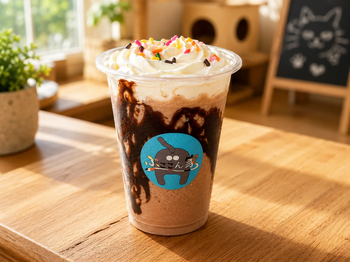 ぷここん家ロゴ入りカップの各種ドリンク