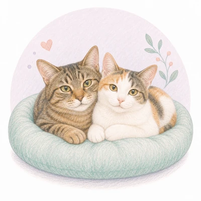 寄り添う2匹の猫